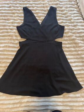 Zara Black V‑Neck Cutout Mini Dress